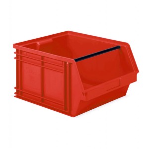 Pojemnik PP Picking Box 472 x 535 x 300 (h) 63kg nośności, czerwony z poprzeczką.