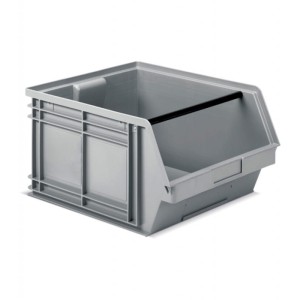 Pojemnik PP Picking Box 472 x 535 x 300 (h) 63kg nośności, szary z poprzeczką.