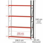 Regał magazynowy 4-półkowy FORTIS 240 cm(h) x 208,5 cm x 50 cm moduł dostawny