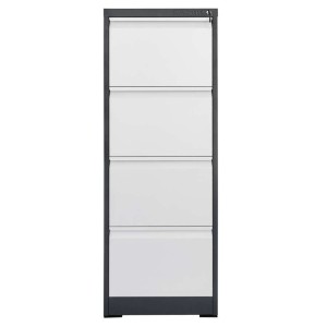 Szafa metalowa kartotekowa FURVERO W4S G/S 4 szuflady A4 grafitowa / szary front  S-45 cm G-62 cm H-134 cm skręcana N