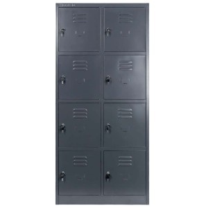 Szafka skrytkowa BHP J-80/8 8 drzwiowa grafitowa S-80 cm G-50 cm H-180 cm skręcana N