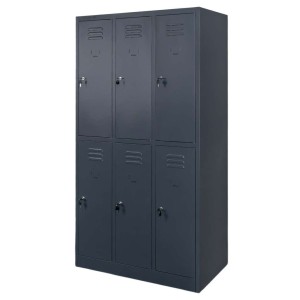 Szafka ubraniowa skrytkowa BHP J-90/6 6 drzwiowa grafitowa S-90 cm G-50 cm H-180 cm skręcana N