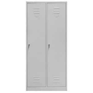 Szafka ubraniowa BHP J-80 2 drzwiowa z przegrodami szara S-80 cm G-50 cm H-180 cm skręcana (wysyłka paletowa) N