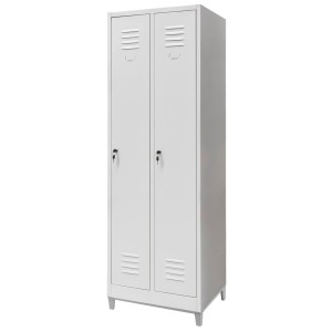 Szafka ubraniowa BHP J-60 na podstawie z nóżkami 2 drzwiowa szara S-60 cm G-50 cm H-190 cm skręcana N