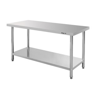 Central stainless steel table with shelf STANDARD W-160 cm D-70 cm H-85 cm N