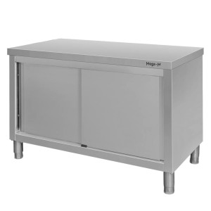 Stół ze stali nierdzewnej centralny z szafką S-120 cm G-70 cm H-85 cm N
