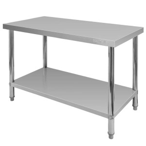 Stół ze stali nierdzewnej centralny z półką X STANDARD S-120 cm G-60 cm H-85 cm N