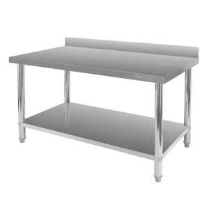 Wall-mounted stainless steel table with shelf X STANDARD S-140 cm W-70 cm H-85 cm N