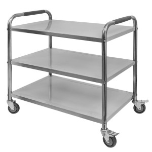 Wózek kelnerski ze stali nierdzewnej 3-półkowy STANDARD S-85 cm G-45 cm H-90 cm N