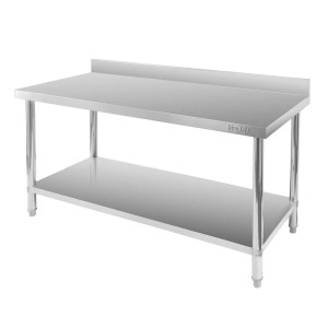 Wall-mounted stainless steel table with shelf X STANDARD, W-160 cm D-60 cm H-85 cm N