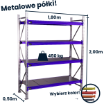 Regał magzynowy Hayrax FleXo 200x180x50cm, 450kg nośności, 4 półki, moduł bazowy