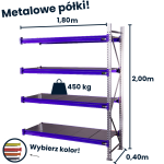 Regał magzynowy Hayrax Flexo 200x180x40cm, 450kg nośności, 4 półki moduł dostawny