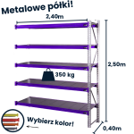 Regał magzynowy Hayrax Flexo 250x240x40cm, 350kg nośności, 5 półek moduł dostawny