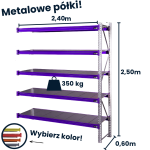 Regał magzynowy Hayrax Flexo 250x240x60cm, 350kg nośności, 5 półek moduł dostawny
