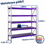 Regał magzynowy Hayrax FleXo 200x180x50cm,450kg nośności, 5 półek, moduł bazowy