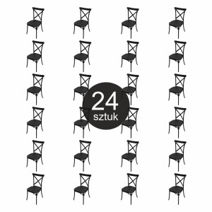 Krzesło bankietowe industrialne FURVERO BOHO PP poduszka ekoskóra kolor czarny ZESTAW 24 szt N