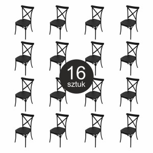 Krzesło bankietowe industrialne FURVERO BOHO PP poduszka ekoskóra kolor czarny ZESTAW 16 szt N