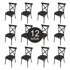 Krzesło bankietowe industrialne FURVERO BOHO PP poduszka ekoskóra kolor czarny ZESTAW 12 szt N