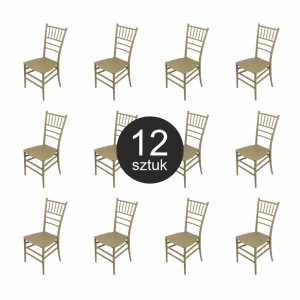 Krzesło bankietowe weselne FURVERO CHIAVARI PP poduszka ekoskóra kolor szampański-pistacjowy ZESTAW 12 szt N