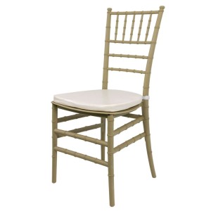 Krzesło bankietowe weselne FURVERO CHIAVARI PP poduszka ekoskóra kolor szampański-pistacjowy N