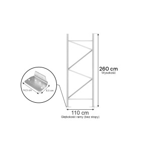 Rama MAGO HX H-260 cm G-110 cm W-8,2 cm szary (HX82) elementy N
