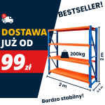 Regał magazynowy 4-półkowy FORTIS LIGHT 200 cm(h) x 200 cm x 50 cm moduł bazowy