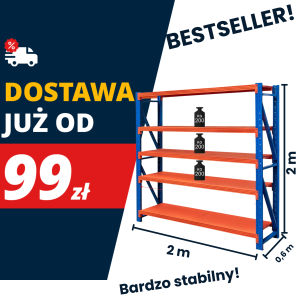 Regał magazynowy 5-półkowy FORTIS LIGHT H-200 cm L-200 cm G-60 cm moduł bazowy