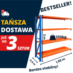 Regał magazynowy 4-półkowy FORTIS LIGHT 200 cm(h) x 195 cm x 50 cm moduł dostawny, wysyłka paletowa