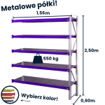 Regał magzynowy Hayrax Flexo 250x156x60cm, 550kg nośności, 5 półek moduł dostawny