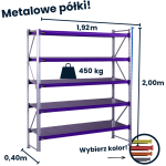 Regał magzynowy Hayrax FleXo 200x192x40cm,450kg nośności, 5 półek, moduł bazowy