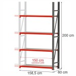 Regał magazynowy 4-półkowy FORTIS 200 cm(h) x 158,5 cm x 60 cm moduł dostawny