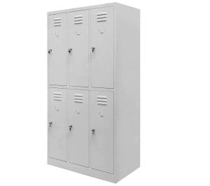 Szafka ubraniowa BHP J-90/6, 6 drzwiowa S-90 cm G-50 cm H-180 cm szara