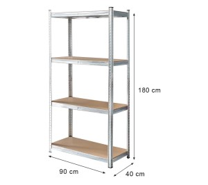 Regał magazynowy W-180 cm S-90 cm G-40 cm, 175kg 4 półki