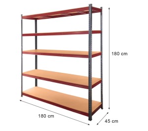 Regał magazynowy W-180 cm S-180 cm G-45 cm, 275kg 5 półek