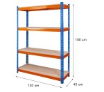 Regał magazynowy W-180 S-120 G-45, 500 kg, 4 półki