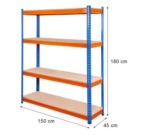 Regał magazynowy W-180 S-150 G-45, 500 kg, 4 półki