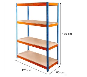Regał magazynowy W-180 S-120 G-60, 500 kg, 4 półki