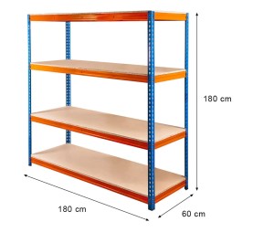 Regał magazynowy W-180 S-180 G-60, 500 kg, 4 półki