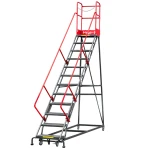 Drabina magazynowa przejezdna pomost magazynowy H 306 cm 12 stopni