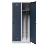 Szafka ubraniowa BHP J-80 2 drzwiowa z przegrodami szara/ grafitowy front S-80 cm G-50 cm H-180 cm skręcana