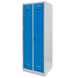Szafka ubraniowa BHP J-60 2 drzwiowa szara/ niebieski front  S-60 cm G-50 cm H-180 cm skręcana N