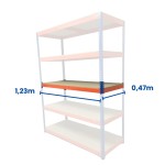 Półka kompletna do regałów Riveto 1231 x 468 mm, wraz z płytą wiórową 16mm