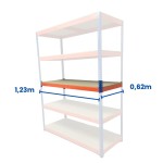 Półka kompletna do regałów Riveto 1231 x 620 mm, wraz z płytą wiórową 16mm