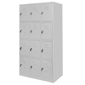 Szafka skrytkowa BHP J-90/12 12 drzwiowa szara S-90 cm G-50 cm H-180 cm skręcana N